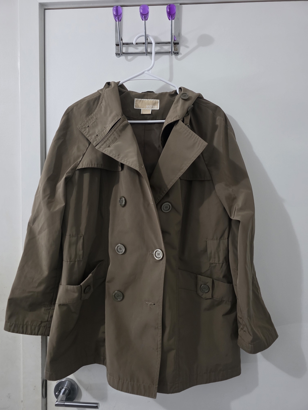 Michael Kors Olive Green Double-Breasted Trench Coat